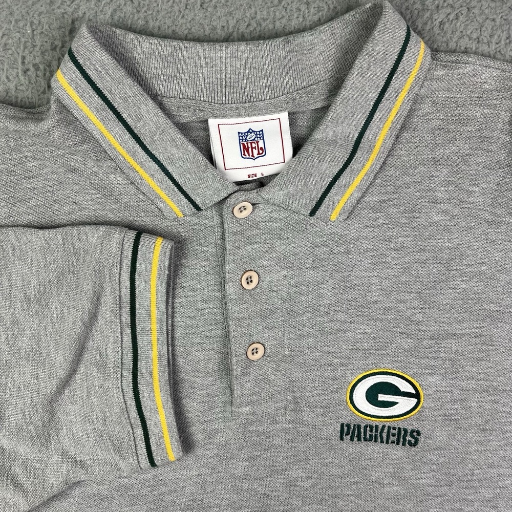 Vintage Green Bay Packers 1/4 Button Collared‎ Shirt NFL Football Men's Large